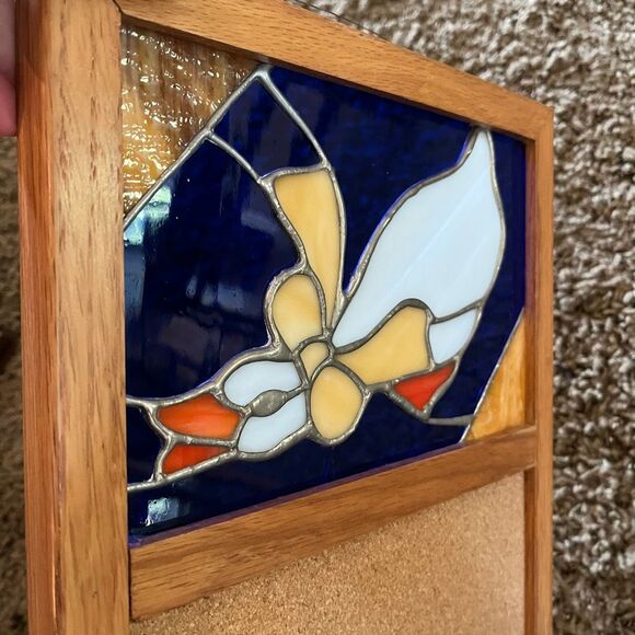 Vintage Stained Glass Goose Corkboard Wall Organizer Farmhouse Country Decor - Picture 8 of 10